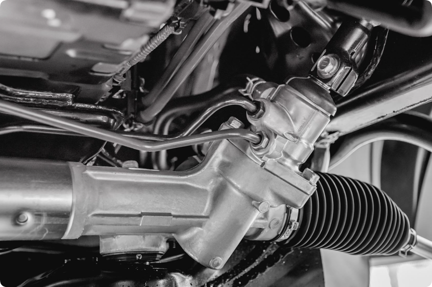 steering rack installed under vehicle chassis