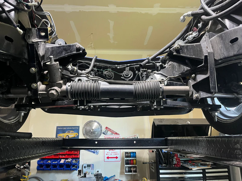 Rack And Pinion Steering Rack Mounted To Front Suspension